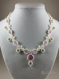 Collana Collier Retro Agata Artigianale perle