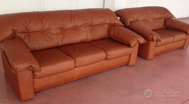Divano 3 posti e 2 posti in pelle
