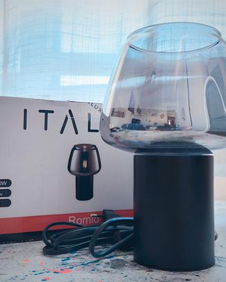 Lampada da tavolo metallo vetro fumè ITALUX ROMIO