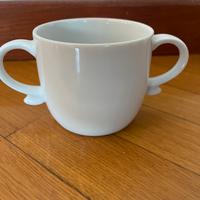 Tazza ceramica bianca doppio manico