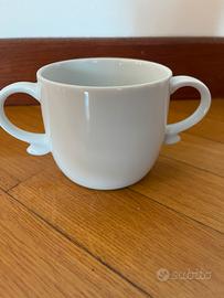 Tazza ceramica bianca doppio manico