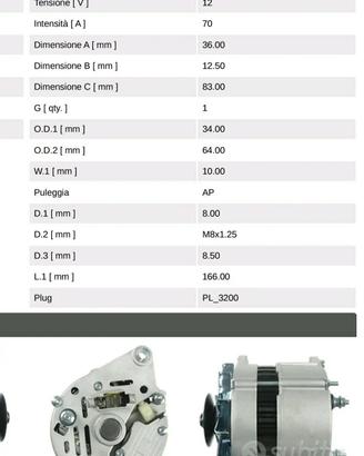 alternatore ASPL A4014, 12V, 70A