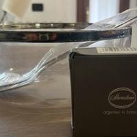 Insalatiera In Vetro con Bordo E Posate Placcato