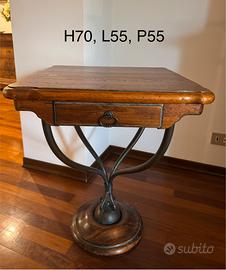Tavolino in legno e ferro stile liberty