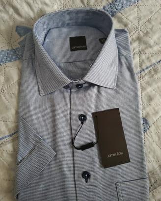 Camicia James Ross azzurra micro-texture, tg. 40