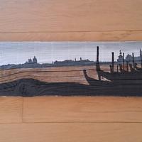 Quadro in legno vecchio - veduta di venezia