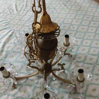 lampadario + 2 applique anni 60,colore oro