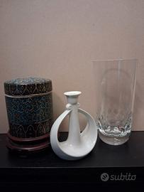tris vaso, p,candela, scatola orientale vintage