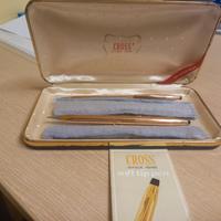 1 penna ed 1 matita Cross vintage in oro 14 carati
