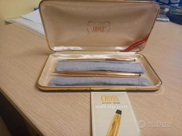 1 penna ed 1 matita Cross vintage in oro 14 carati
