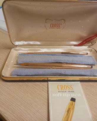1 penna ed 1 matita Cross vintage in oro 14 carati