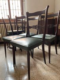 Sedie vintage in pelle verde