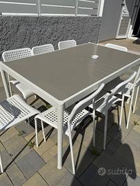 Tavolo da giardino bianco/beige