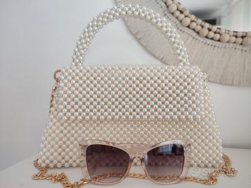 Borsetta da cerimonia o da sera in perle avorio