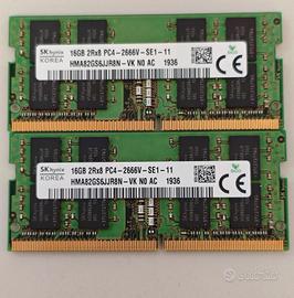 32GB RAM DDR4 SODIMM 2666MHz Hynix (2×16GB) DELL
