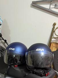 Coppia caschi GIVI blu opaco + interfono Midland