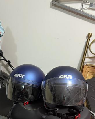 Coppia caschi GIVI blu opaco + interfono Midland