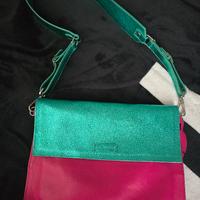 Maxi pochette bicolore vera pelle 