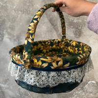 Cesto in vimini decorato - Girasoli e Merletto - S