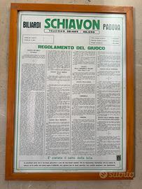 Cartello/regolamento biliardi schiavon