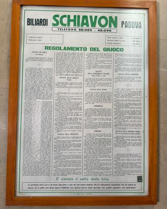 Cartello/regolamento biliardi schiavon
