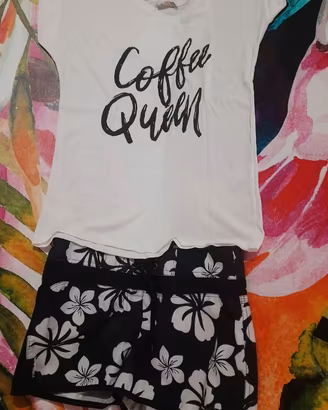 Outfit estivo completo: T-shirt Coffe Queen + pant