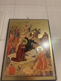 Icona bizantina natività dipinta a mano