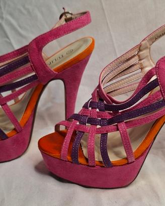 scarpe con tacco Tulipano rosa, viola e arancioni