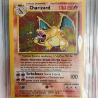 Charizard Base Unlimited BGS 8 - swirl visibile