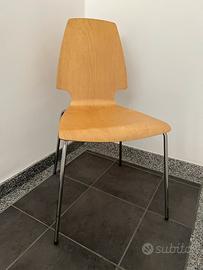 4 Sedie  Ikea color legno, struttura cromata
