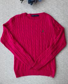 Maglione-Ralph Lauren A treccia- Fucsia-Donna-TG L
