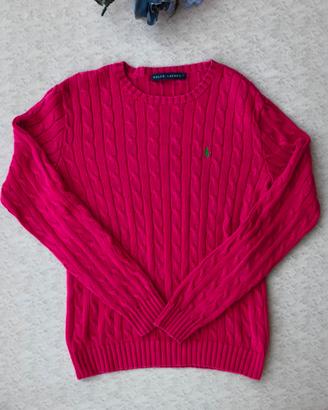 Maglione-Ralph Lauren A treccia- Fucsia-Donna-TG L
