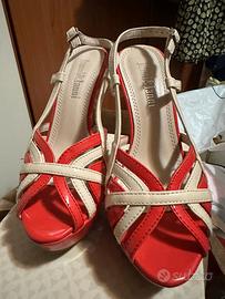 Sandali donna corallo e beige n.37