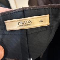 Pantalone lana gessato marrone Prada