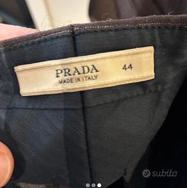Pantalone lana gessato marrone Prada