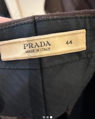 Pantalone lana gessato marrone Prada