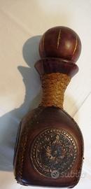 Bottiglia liquore vetro e pelle VINTAGE