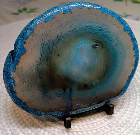 lastra di   geode di Agata blu  levigata 