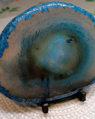 lastra di   geode di Agata blu  levigata 