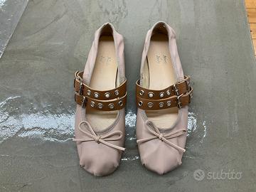 Ballerina cinturini  in vera pelle donna