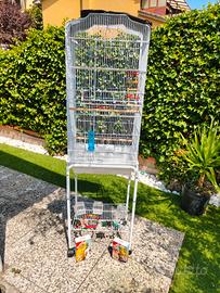 Gabbia con carrello per uccelli/pappagalli 