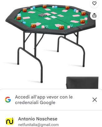 tavolo con panno verde per gioco a carte