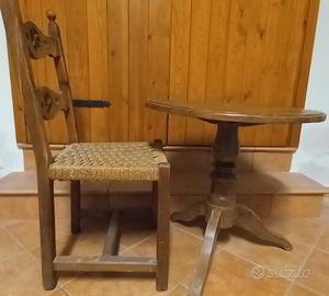 Set rustico in legno massello: Tavolino+ sedia