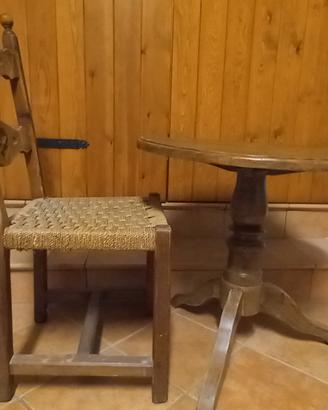 Set rustico in legno massello: Tavolino+ sedia