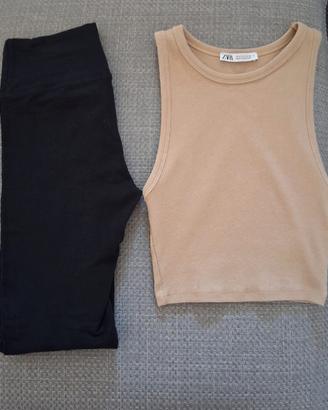 Leggins termici calzedonia e crop top zara