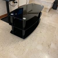 Tavolino porta TV in vetro nero