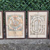Stampe antiche 4 giochi da tavolo, arredo vintage