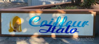 Insegna “ Coiffeur Italo” in vetro fusione