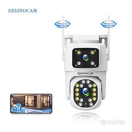 Telecamera WiFi Esterna Doppia Lente PTZ + SD 32GB