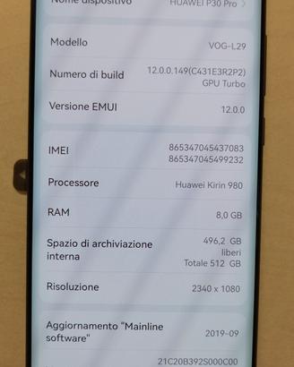 Huawei P30 Pro  -  8GB - 512 GB  